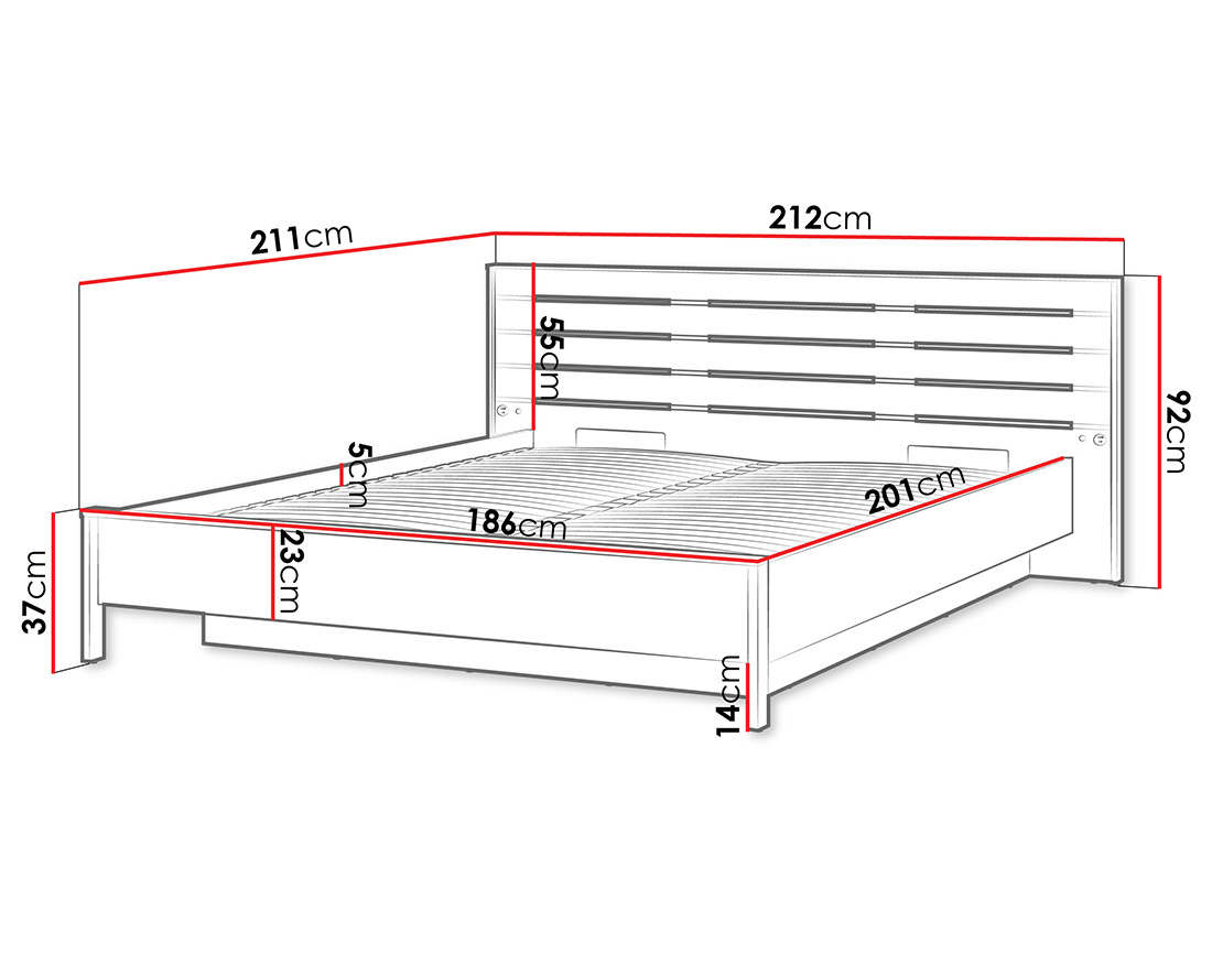 Lit coffre 180x200 cm sommier et port USB inclus Kimi