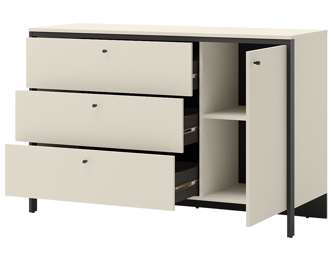 Commode 3 tiroirs et 1 porte led inclus Kimi