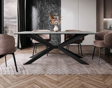 Table à manger plateau effet béton pieds en métal 4 à 8 personnes Casey