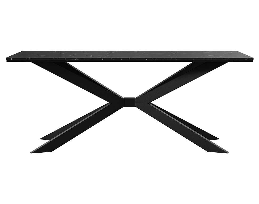 Table à manger plateau effet marbre pieds en métal 4 à 8 personnes Casey