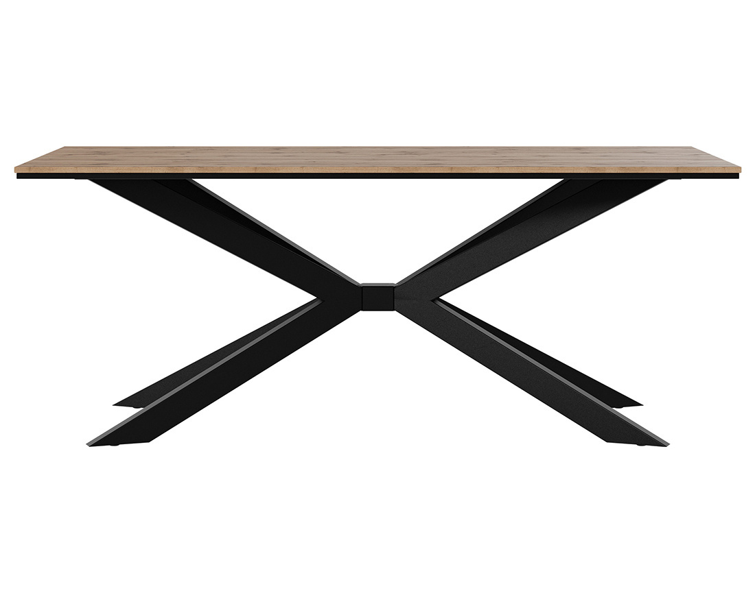 Table à manger plateau effet bois pieds en métal 4 à 8 personnes Casey