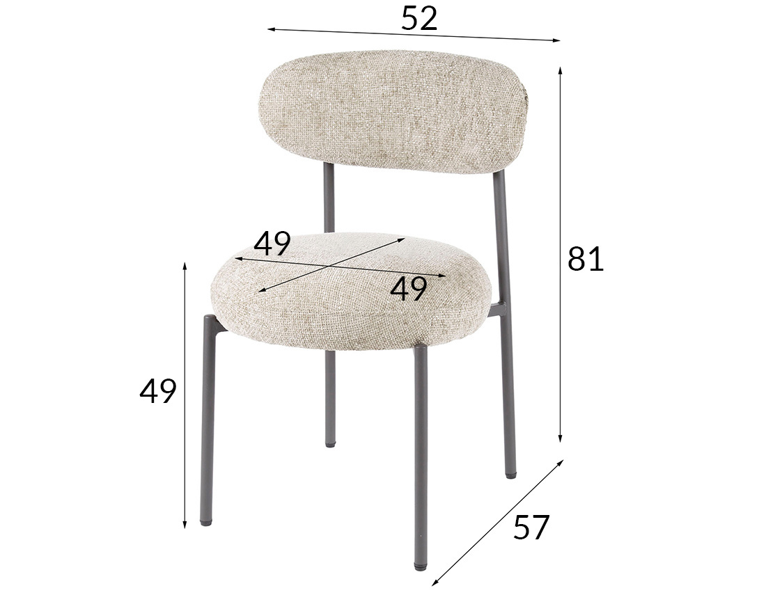 Lot de 2 chaises pieds en métal en tissu texturé Adelia
