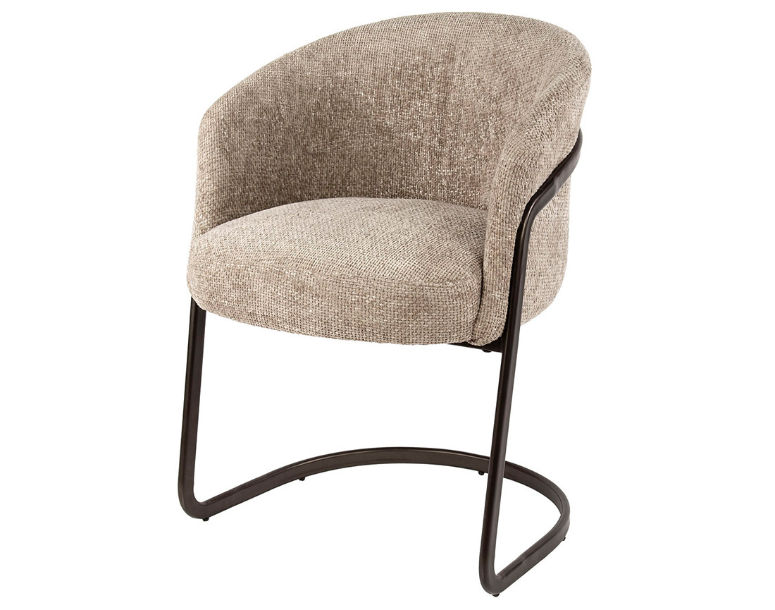 Lot de 2 chaises pieds en métal en tissu texturé Teo