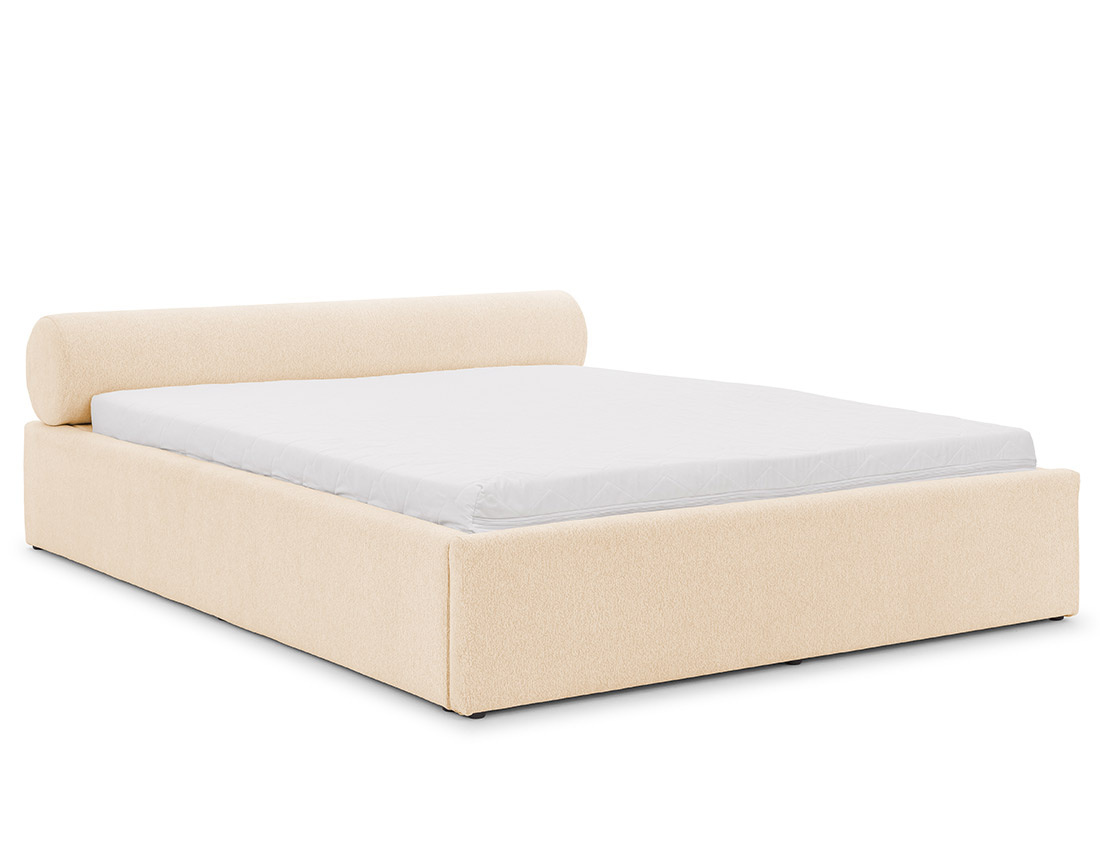 Lit coffre 160x200 cm en tissu texturé sommier inclus Billy