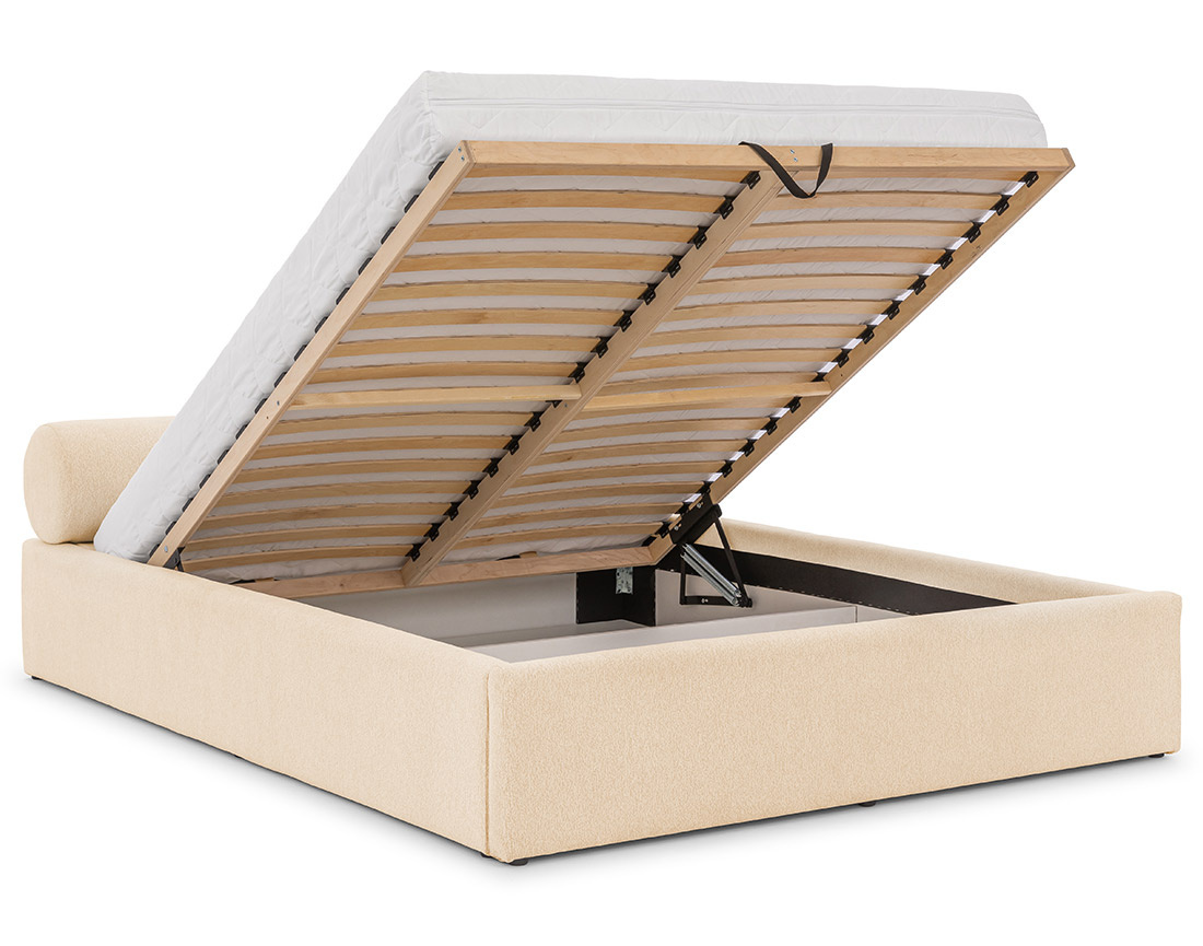 Lit coffre 160x200 cm en tissu texturé sommier inclus Billy