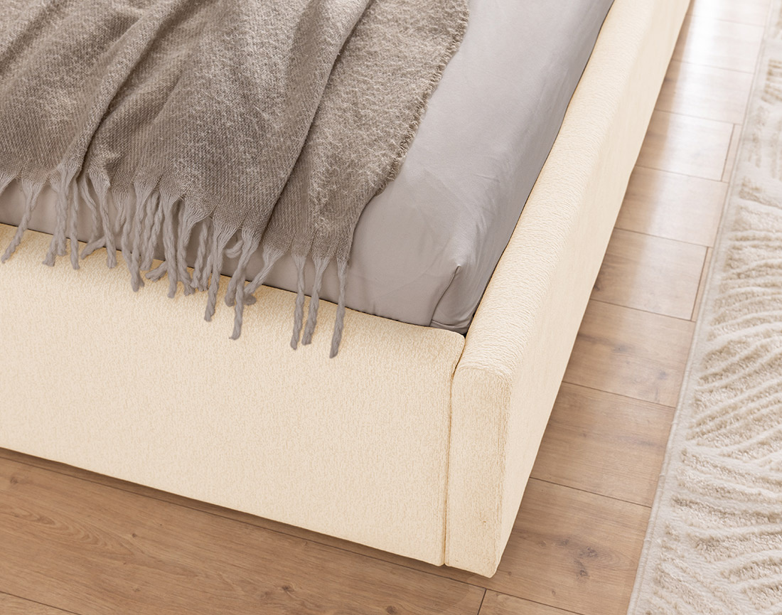 Lit coffre 180x200 cm en tissu texturé sommier inclus Billy