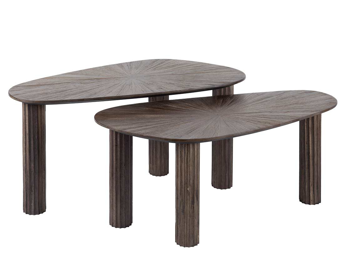 Lot de 2 tables basses gigognes en teck massif 84 cm Tania