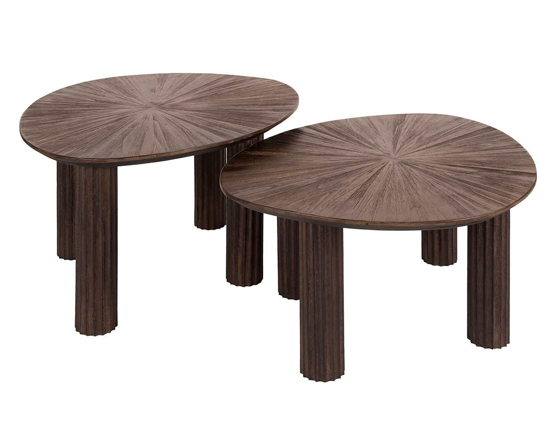 Lot de 2 tables basses gigognes en teck massif 75 cm Tania