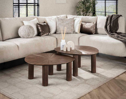 Lot de 2 tables basses gigognes en teck massif 75 cm Tania