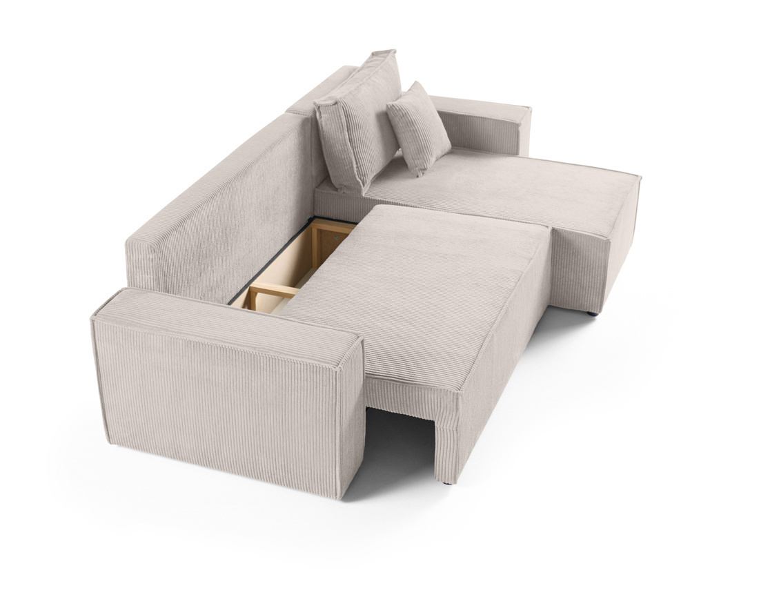 Canapé d'angle réversible 4 places - convertible avec coffre - en velours côtelé - Cezanne