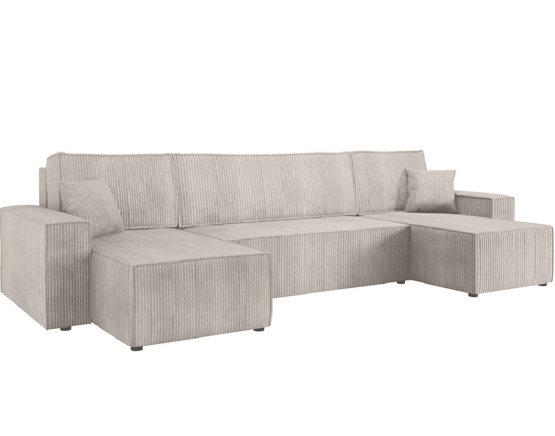 Canapé panoramique en U 7 places convertible avec coffre en velours côtelé Cezanne