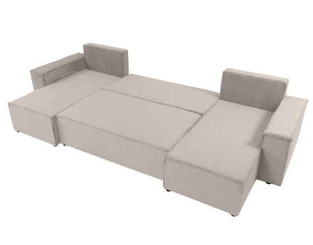 Canapé panoramique en U 7 places convertible avec coffre en velours côtelé Cezanne