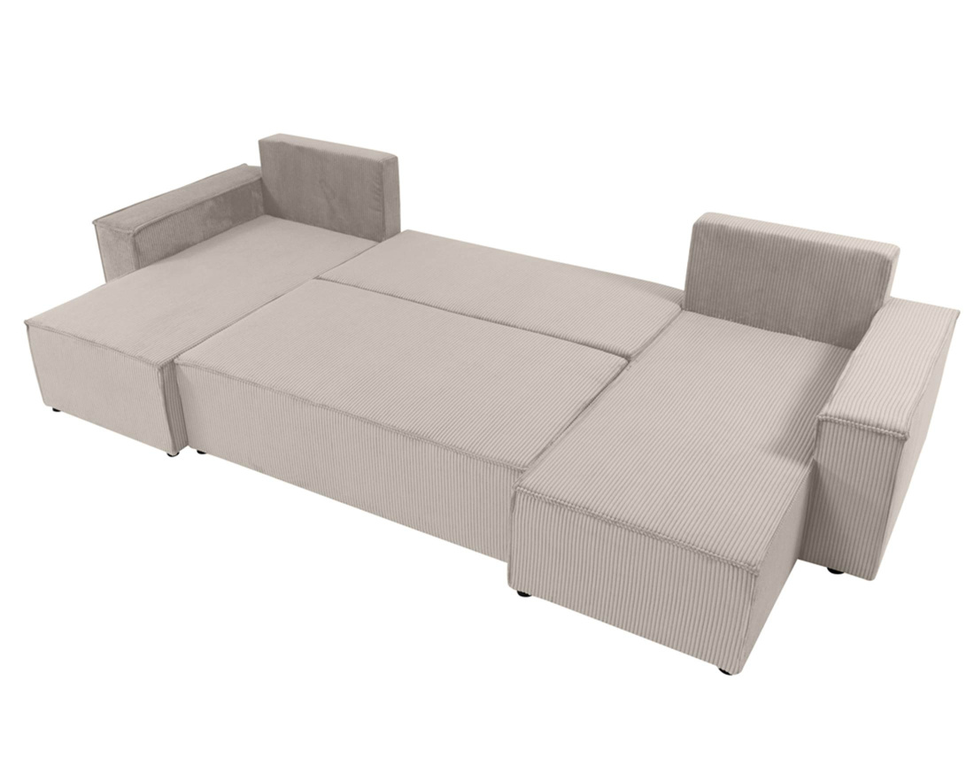 Canapé panoramique en U 7 places convertible avec coffre en velours côtelé Cezanne