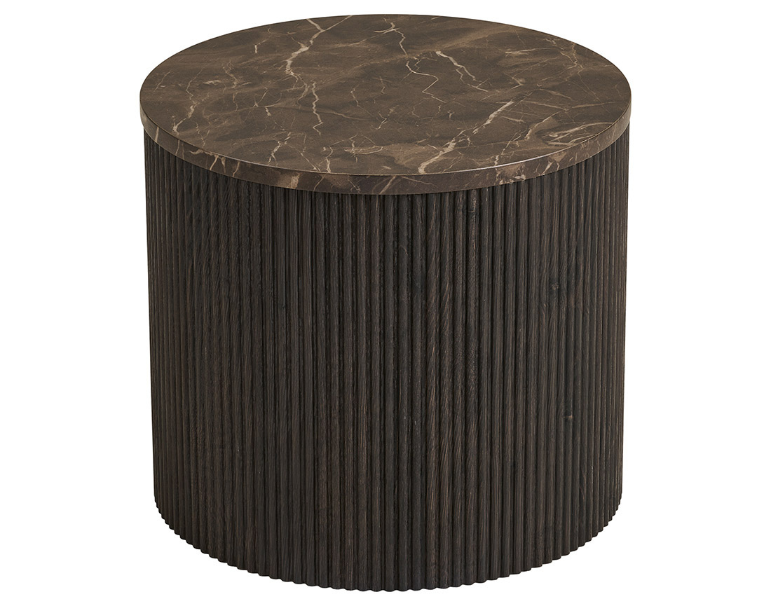 Bout de canapé plateau effet marbre et pieds en tasseaux de bois en FSC® 100% 40 cm Finn