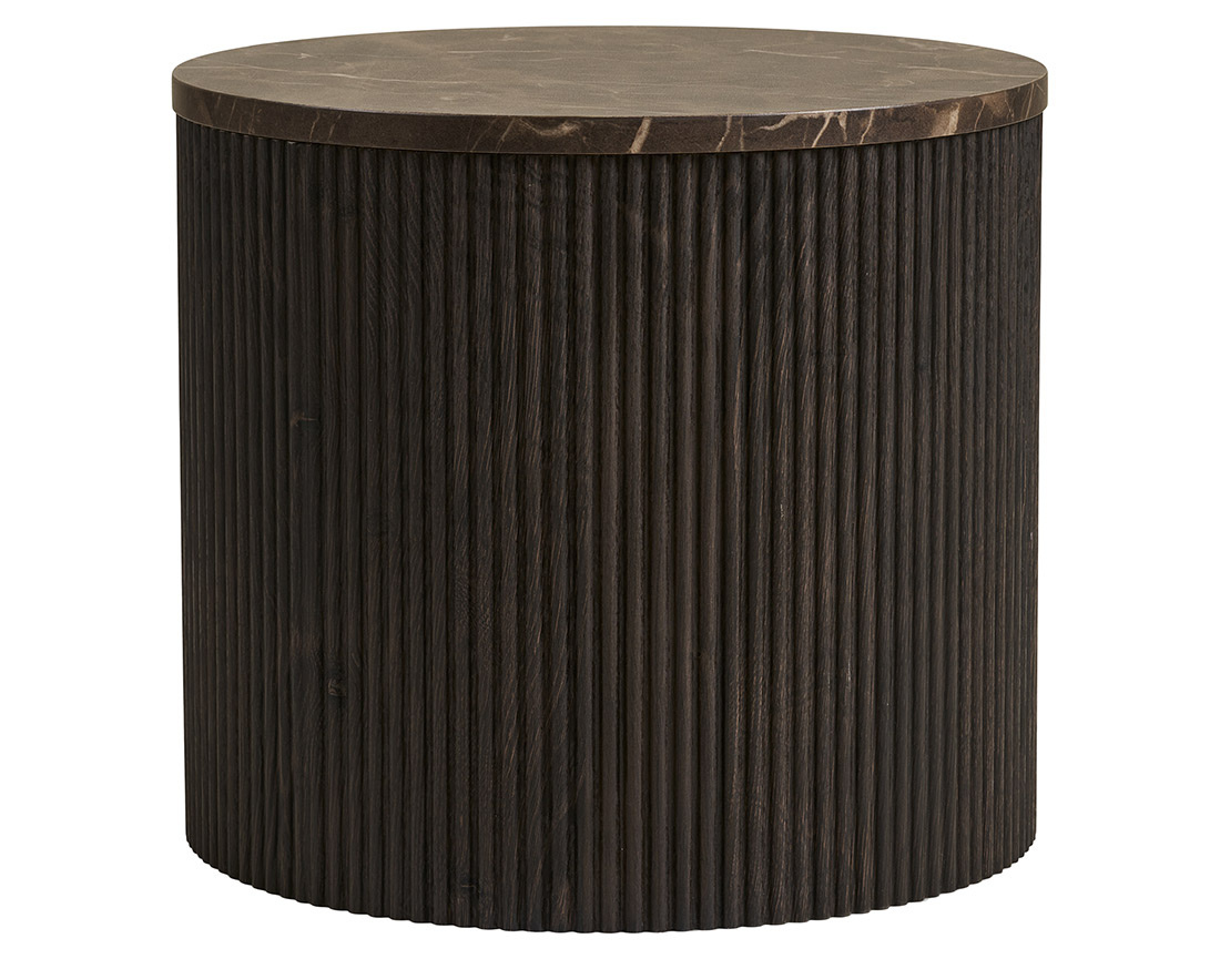 Bout de canapé plateau effet marbre et pieds en tasseaux de bois en FSC® 100% 40 cm Finn