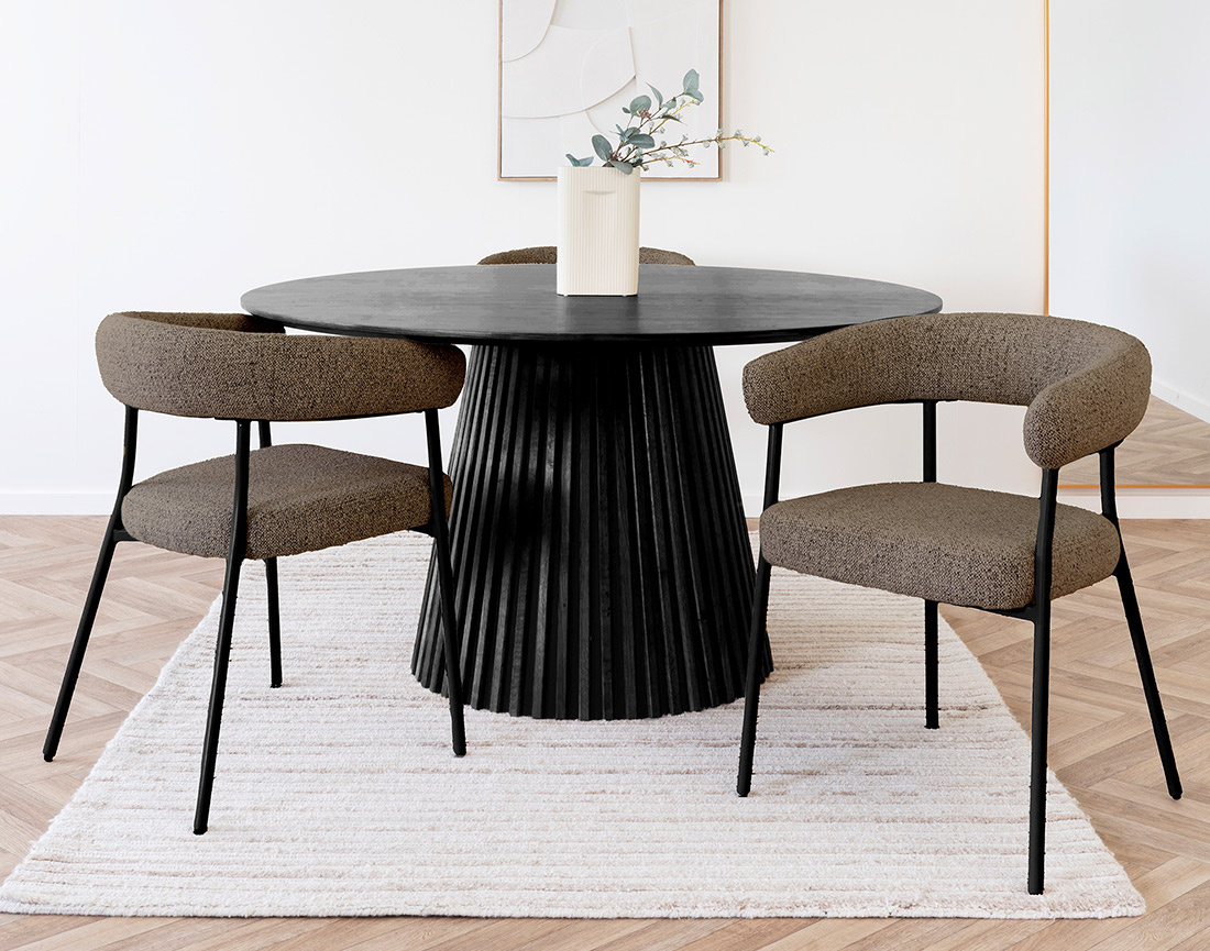 Lot de 2 chaises FSC® 100% en tissu texturé pieds en acier Sadie