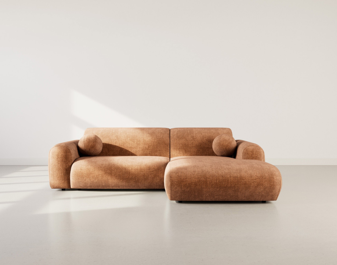 Canapé d'angle droit 4 places en velours texturé Louise