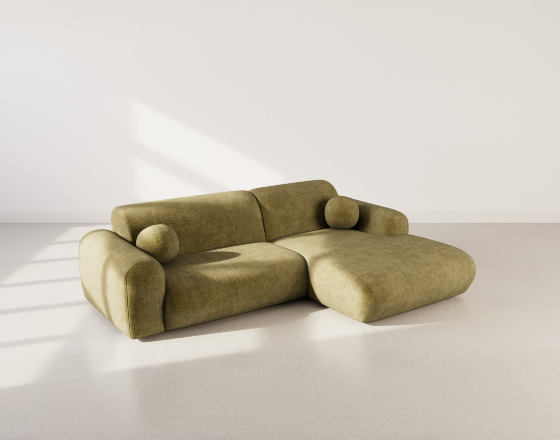 Canapé d'angle droit 4 places en velours texturé Louise