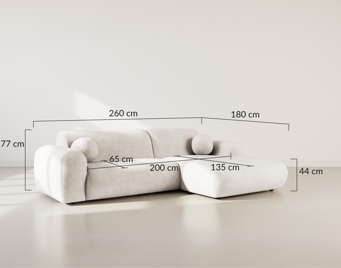 Canapé d'angle droit 4 places en velours texturé Louise