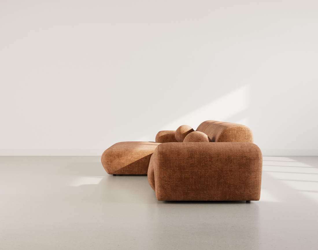 Canapé d'angle gauche 4 places en velours texturé Louise