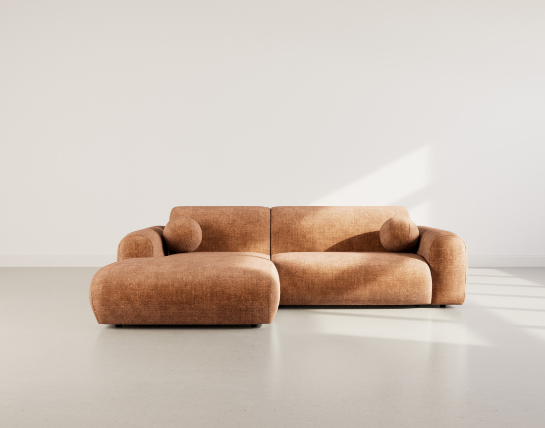 Canapé d'angle gauche 4 places en velours texturé Louise