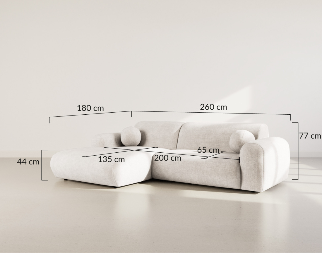 Canapé d'angle gauche 4 places en velours texturé Louise