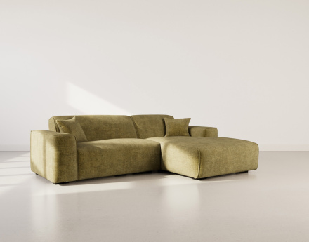 Canapé d'angle droit 4 places en velours texturé Lison