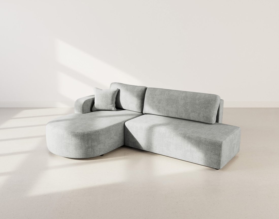 Canapé d'angle gauche 4 places convertible avec coffre sans accoudoirs en velours texturé Miro