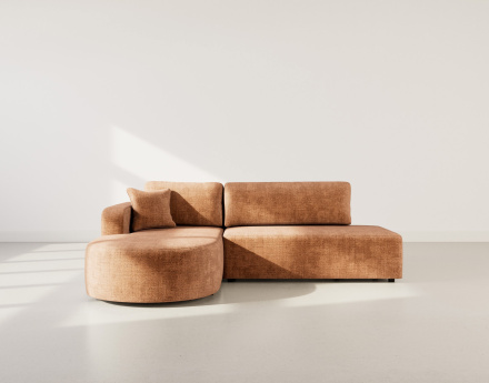 Canapé d'angle gauche 4 places convertible avec coffre sans accoudoirs en velours texturé Miro