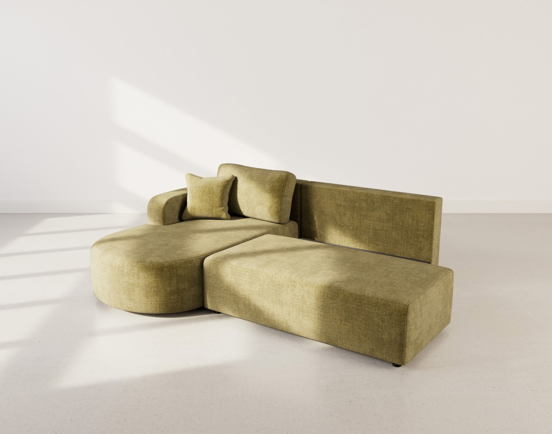 Canapé d'angle gauche 4 places convertible avec coffre sans accoudoirs en velours texturé Miro