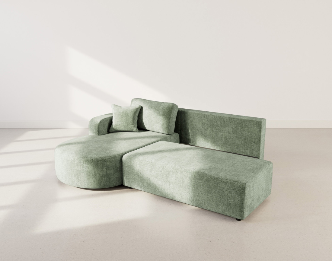 Canapé d'angle gauche 4 places convertible avec coffre sans accoudoirs en velours texturé Miro