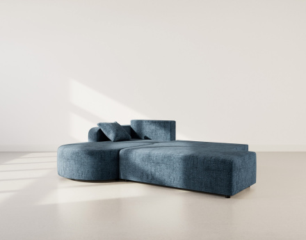 Canapé d'angle gauche 4 places convertible avec coffre sans accoudoirs en velours texturé Miro