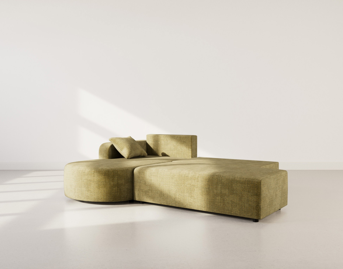 Canapé d'angle gauche 4 places convertible avec coffre sans accoudoirs en velours texturé Miro