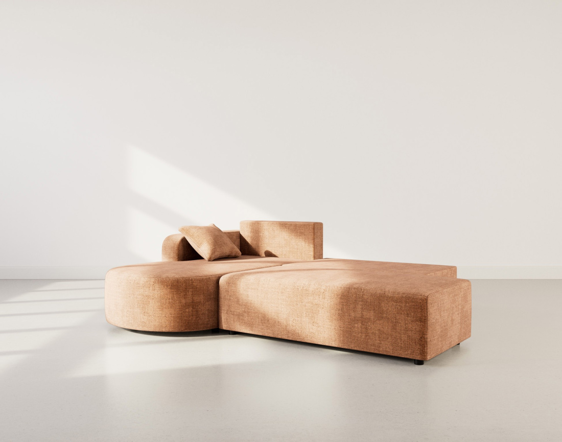 Canapé d'angle gauche 4 places convertible avec coffre sans accoudoirs en velours texturé Miro