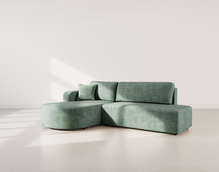 Canapé d'angle gauche 4 places convertible avec coffre sans accoudoirs en velours texturé Miro