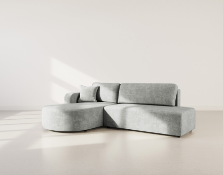 Canapé d'angle gauche 4 places convertible avec coffre sans accoudoirs en velours texturé Miro