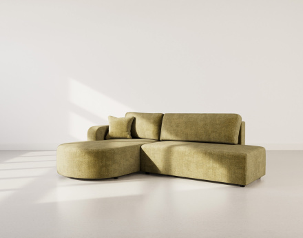 Canapé d'angle gauche 4 places convertible avec coffre sans accoudoirs en velours texturé Miro