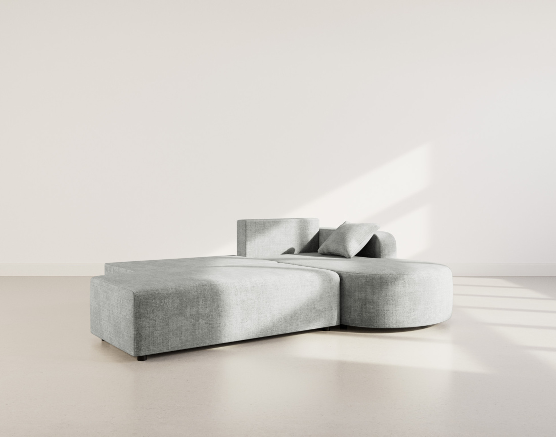 Canapé d'angle droit 4 places convertible avec coffre sans accoudoirs en velours texturé Miro