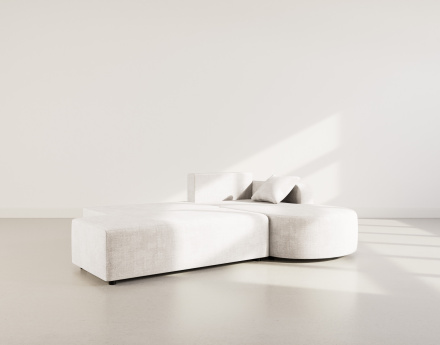 Canapé d'angle droit 4 places convertible avec coffre sans accoudoirs en velours texturé Miro