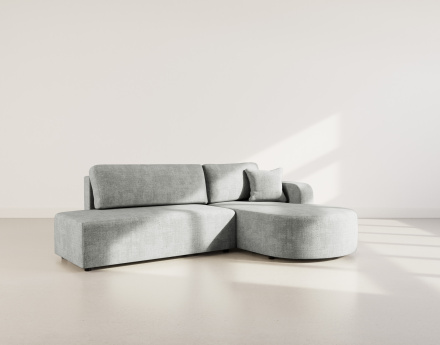 Canapé d'angle droit 4 places convertible avec coffre sans accoudoirs en velours texturé Miro