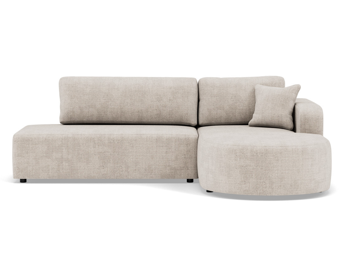 Canapé d'angle droit 4 places convertible avec coffre sans accoudoirs en velours texturé Miro