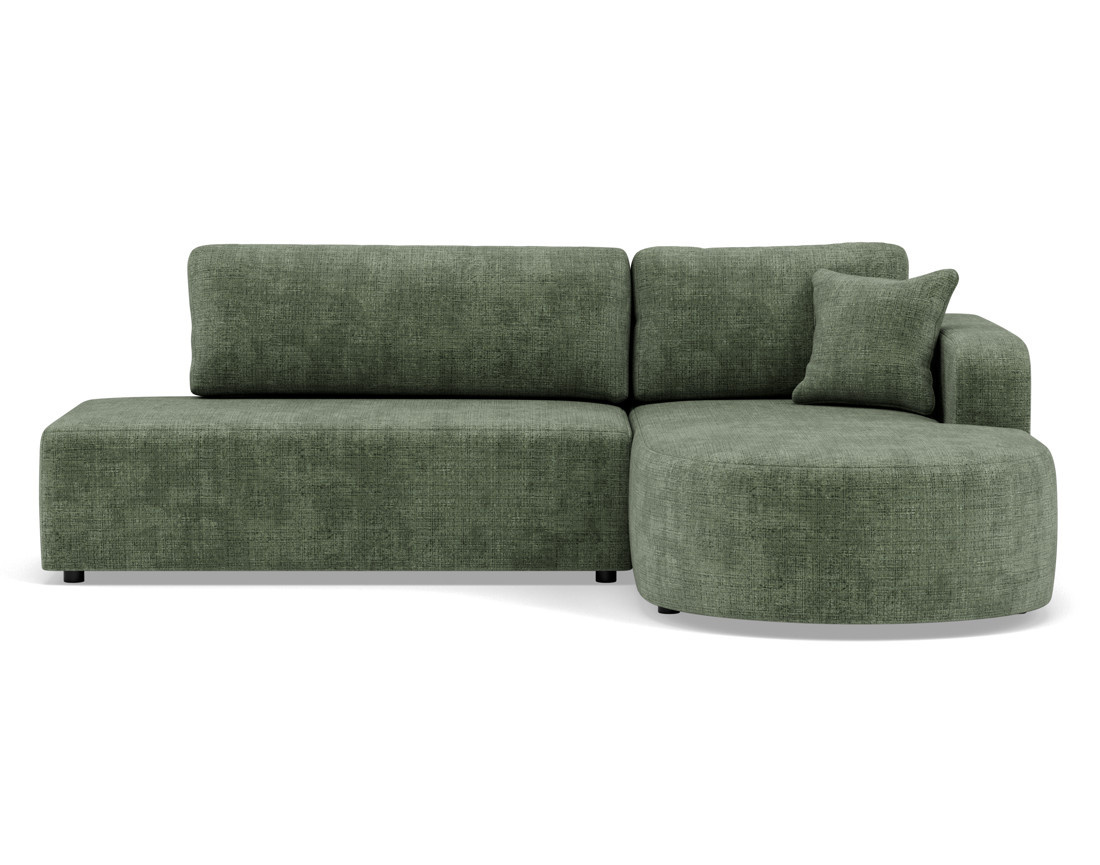Canapé d'angle droit 4 places convertible avec coffre sans accoudoirs en velours texturé Miro
