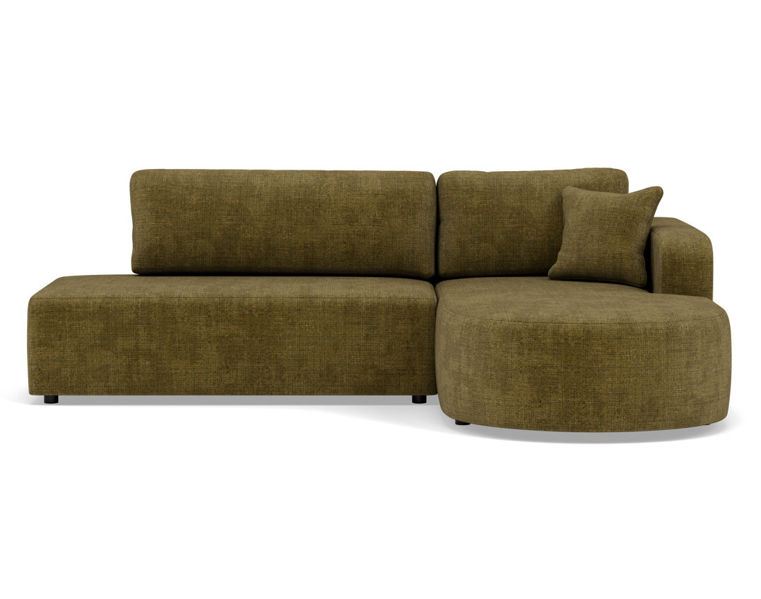 Canapé d'angle droit 4 places convertible avec coffre sans accoudoirs en velours texturé Miro