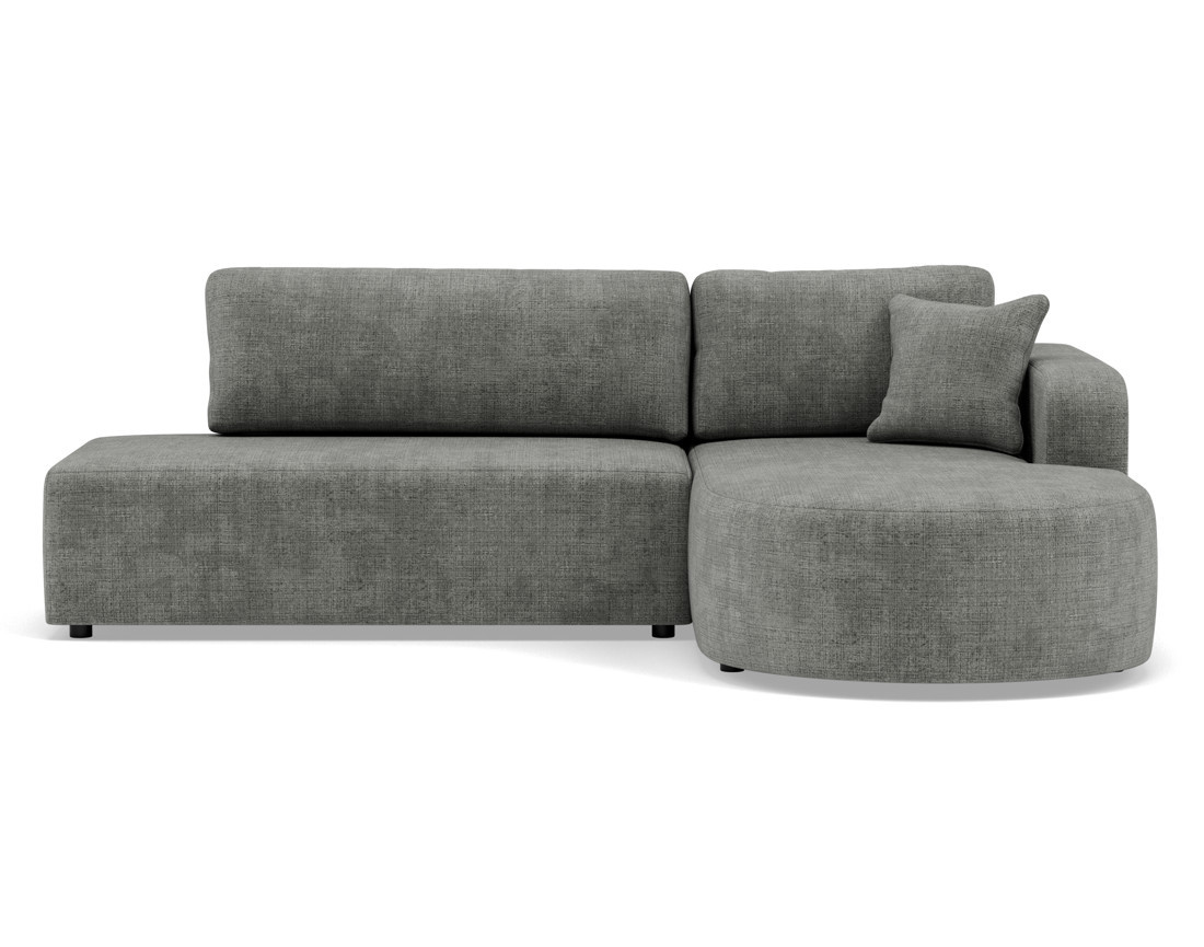 Canapé d'angle droit 4 places convertible avec coffre sans accoudoirs en velours texturé Miro