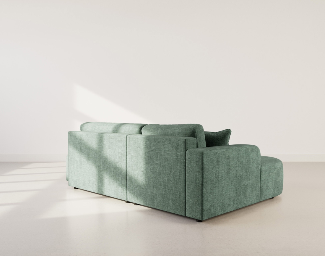 Canapé d'angle gauche 4 places convertible avec coffre sans accoudoirs en velours texturé Miro