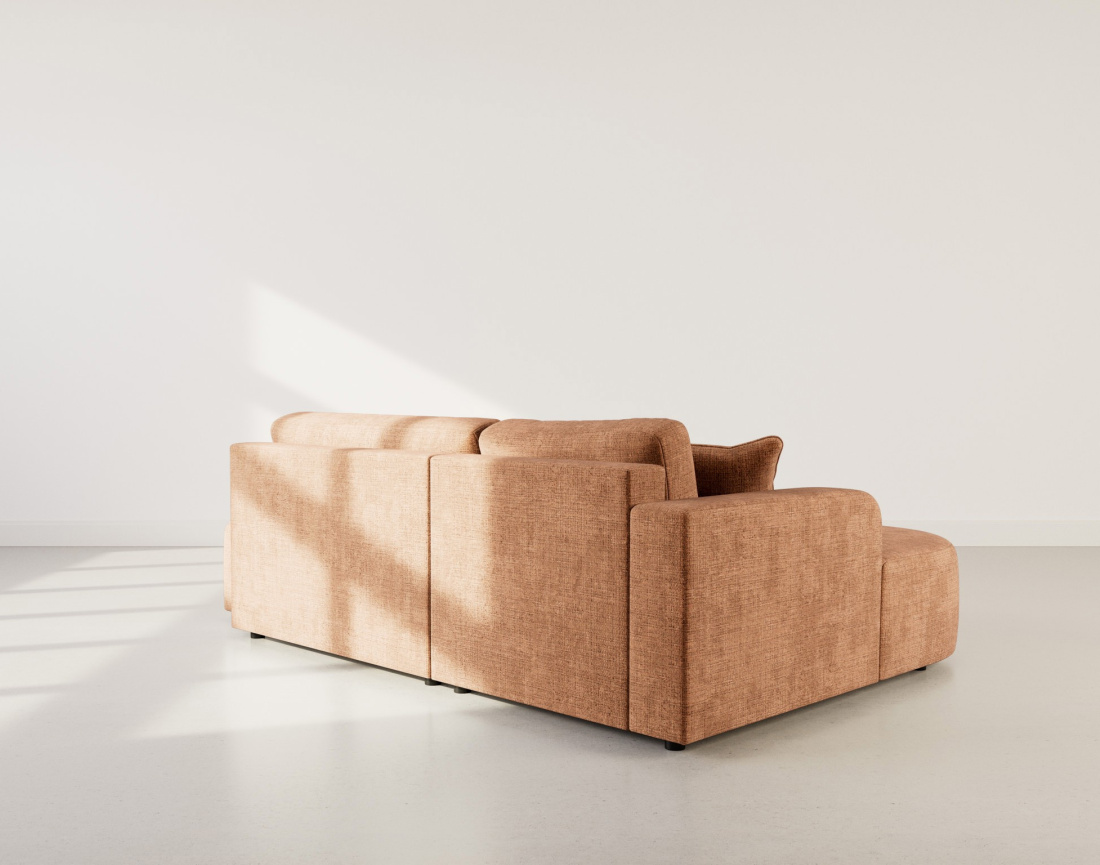 Canapé d'angle gauche 4 places convertible avec coffre sans accoudoirs en velours texturé Miro