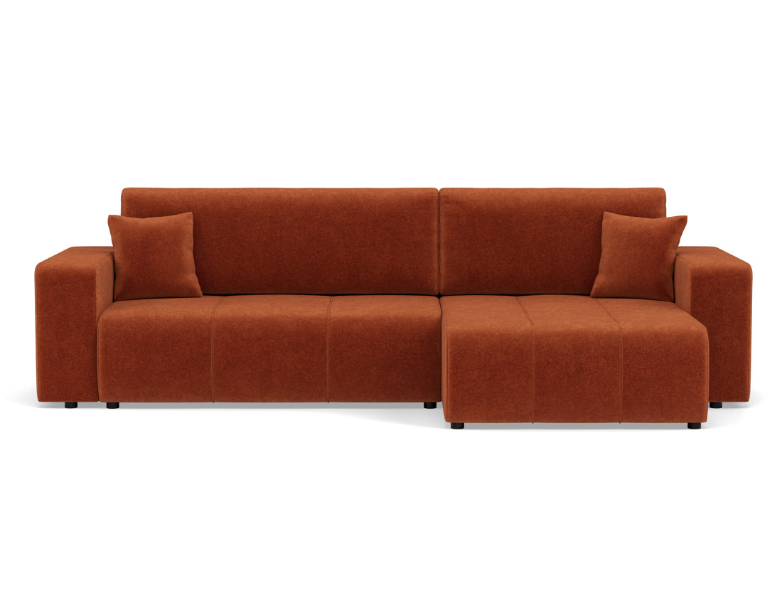 Canapé d'angle réversible 5 places convertible avec coffre en tissu Nicole