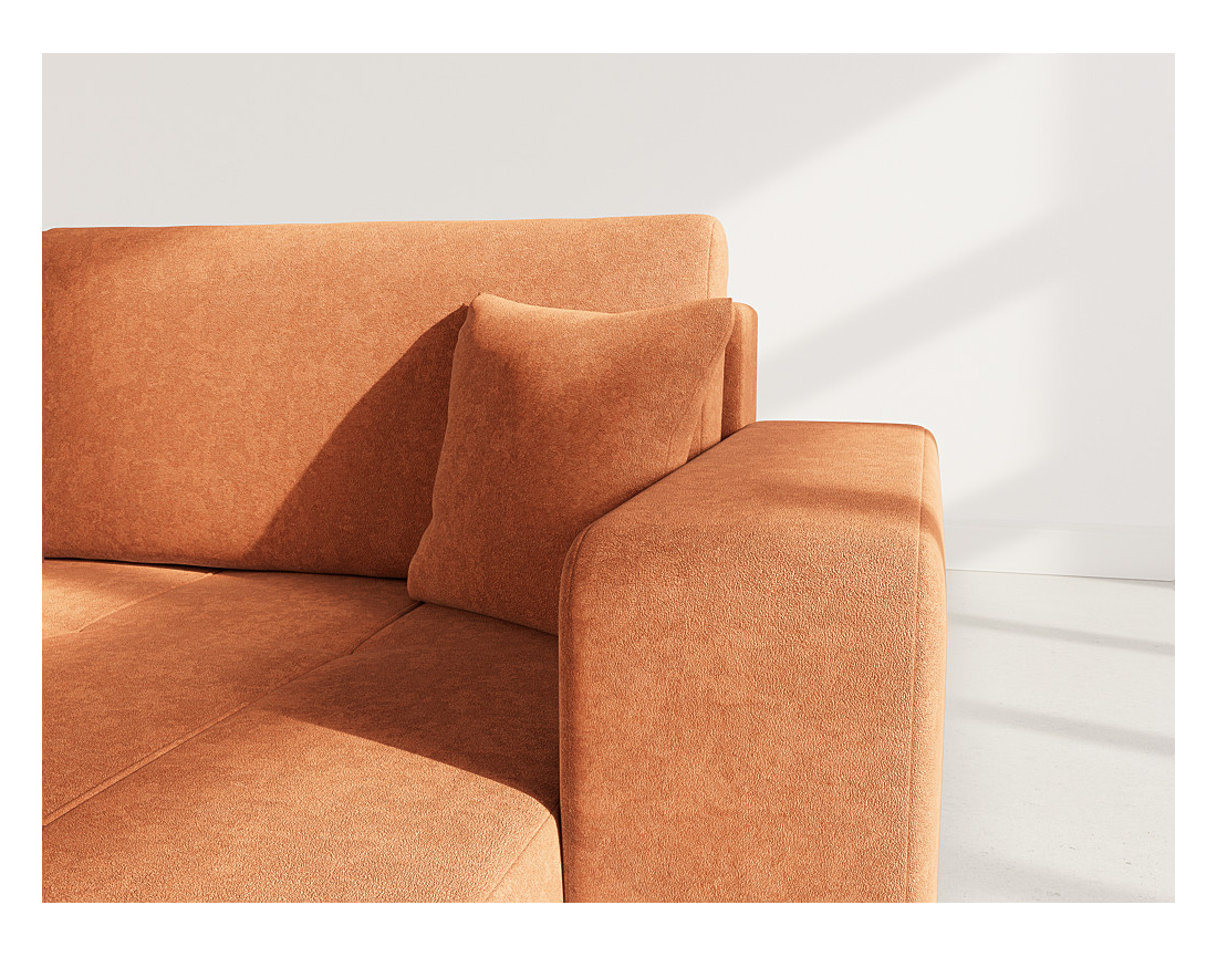 Canapé d'angle réversible 5 places convertible avec coffre en tissu Nicole