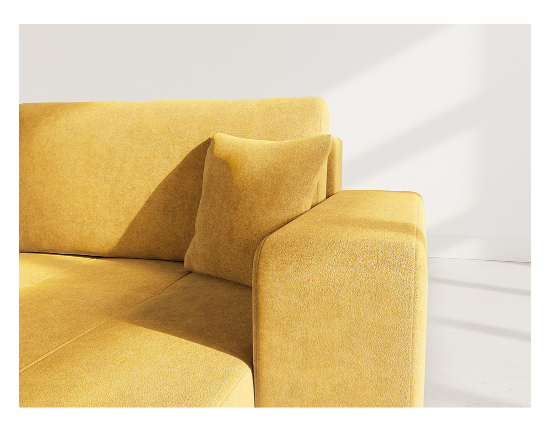 Canapé d'angle réversible 5 places convertible avec coffre en tissu Nicole