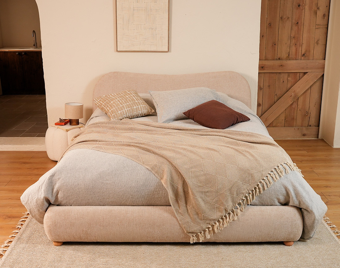 Lit coffre 160x200 cm en velours texturé Hugo